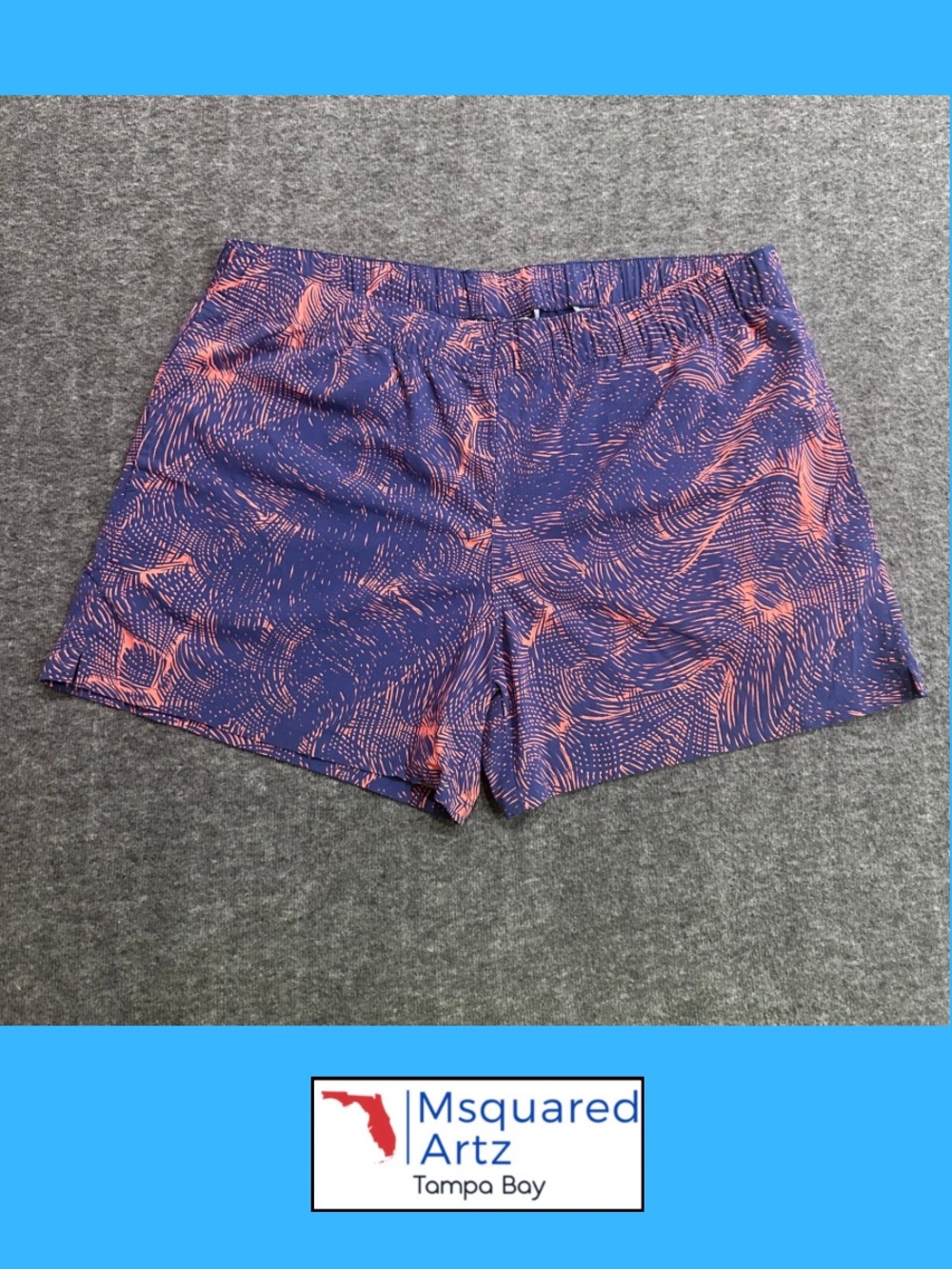 Reel Legends Women's Performance Shorts Size 14 Navy Coral Print Stretch